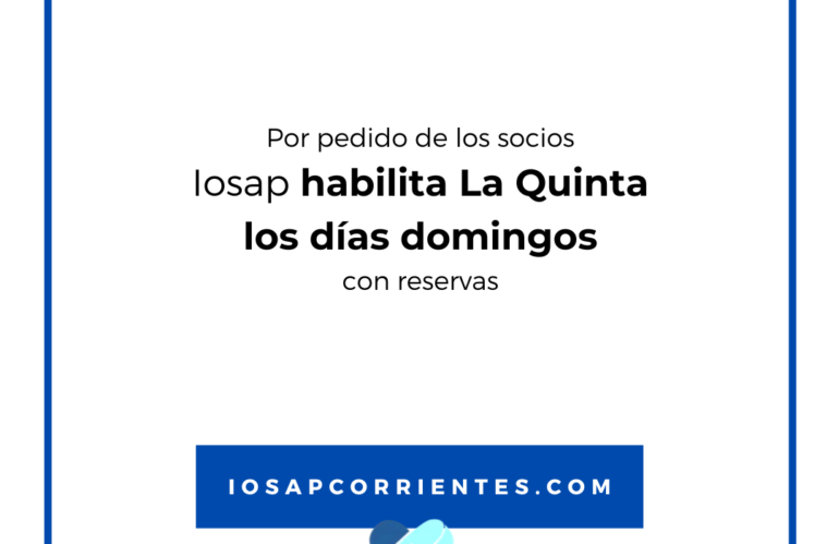 Por pedido de los socios, Iosap habilita La Quinta los domingos